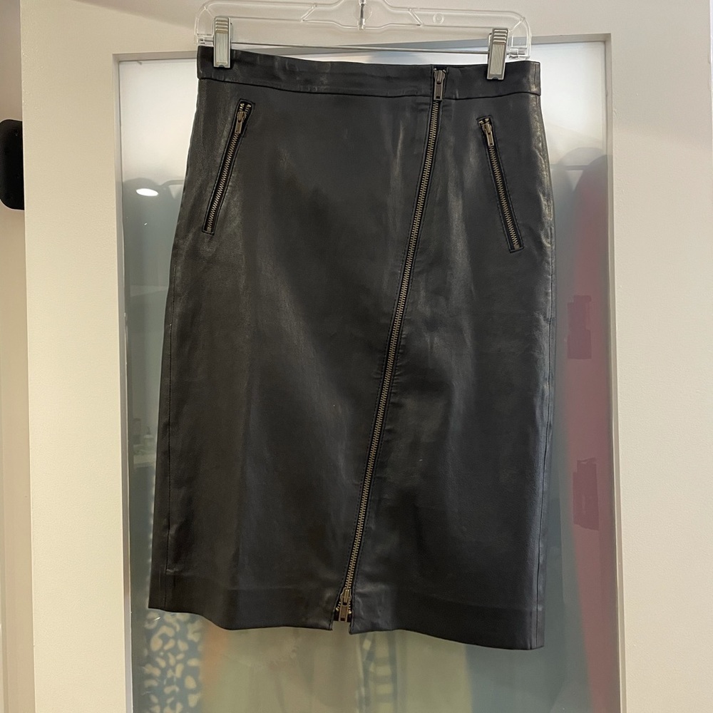 J.Crew Asymmetrical Leather Zipper Pencil Skirt